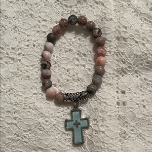 Elegant Beaded Bracelet with Cross Charm